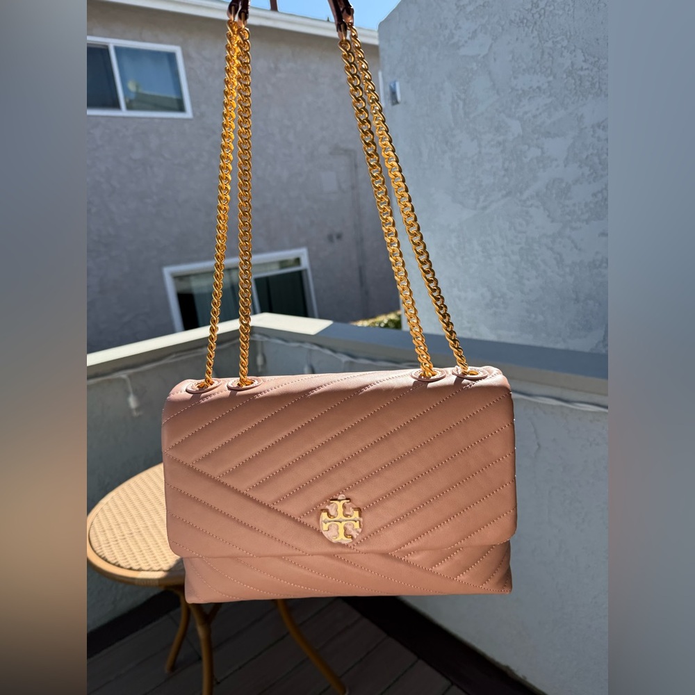 NWT Tory Burch Kira Chevron Convertible Shoulder Bag Pink Moon